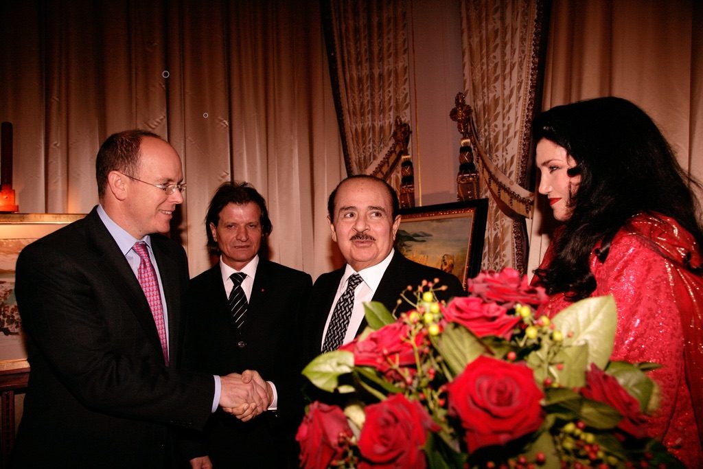 Adnan Khashoggi with Albert II Prince of Monaco, and Lamia Khashoggi