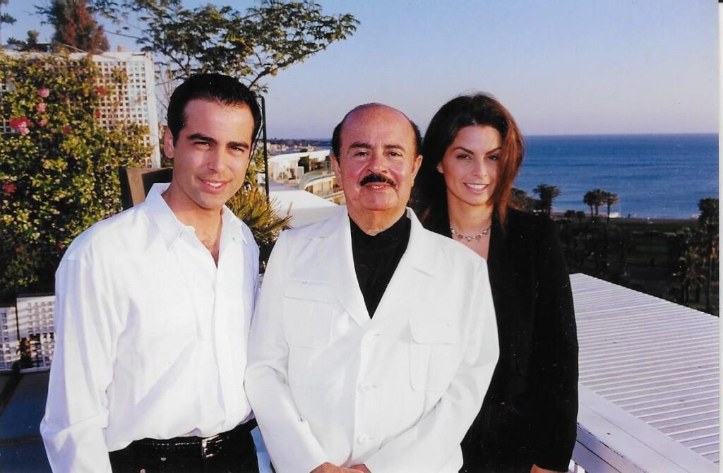 Adnan Khashoggi with son Hussein Khashoggi and daughter Nabila Khashoggi