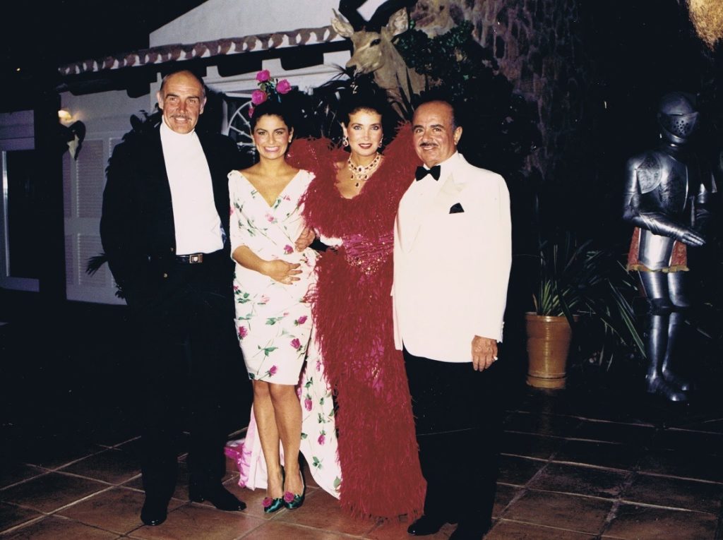 Adnan Khashoggi with Sean Connery, daughter Nabila Khashoggi and Lamia Khashoggi